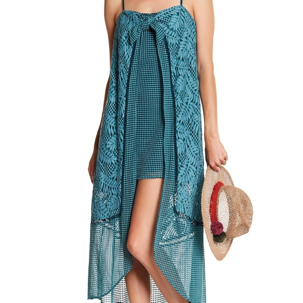 NWT Red Carter high low maxi embroidered dress/ swimsuit coverup